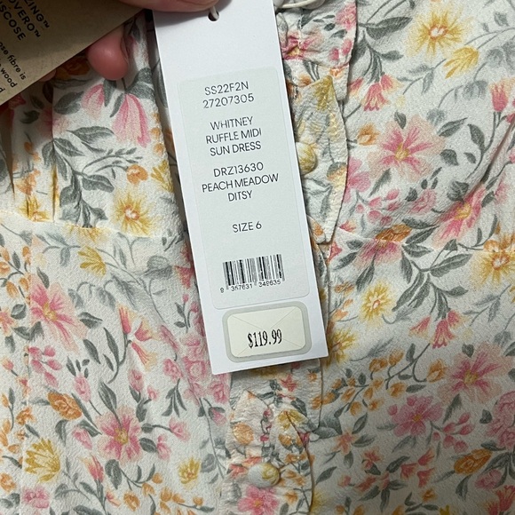 NWT Ever New sundress, white w/ floral print, ruffle and button details, sz 6 - Picture 6 of 7